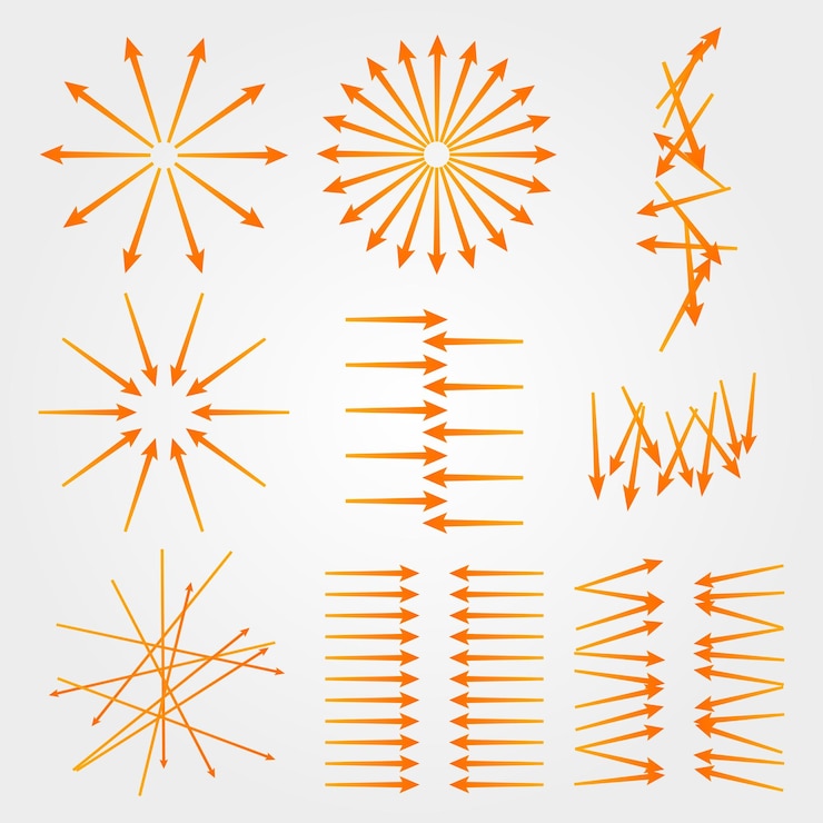 Vector set arrows orange gradient directions harmony besporyad