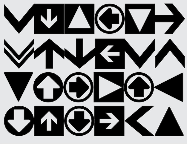 Set of arrows symbol black vector