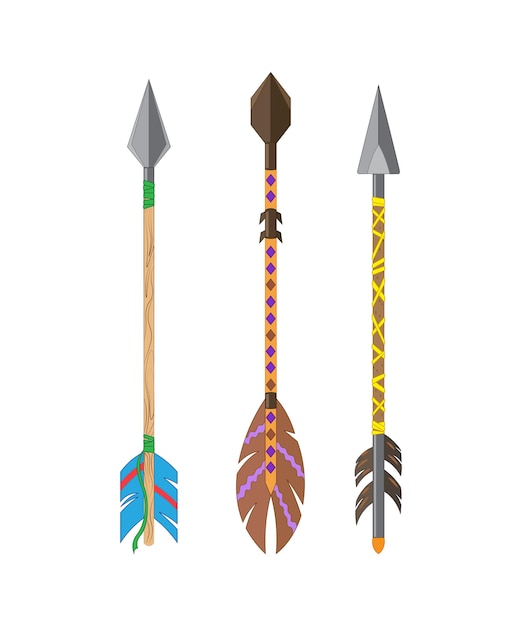 Vector set of arrows with feathers