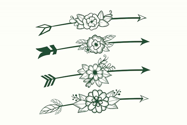花の自由hem放な要素と矢印のセット