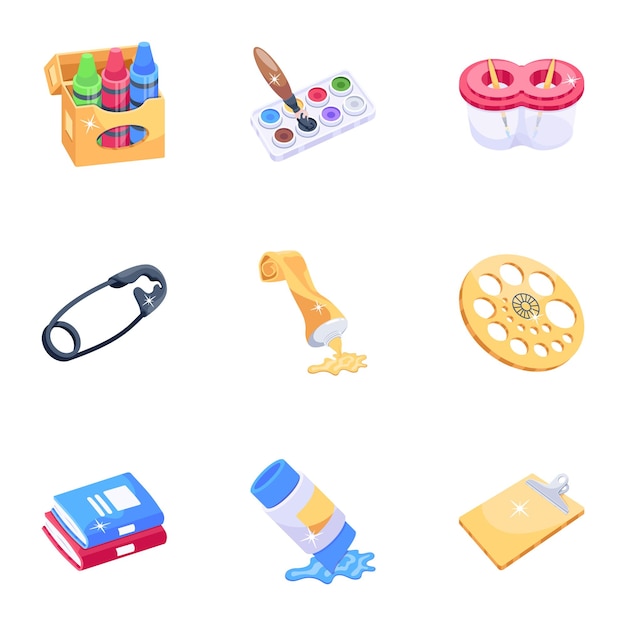 Set of Art and Craft 2D Icons