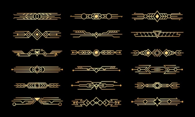 Set of art deco. abstract compositions, headers and dividers.