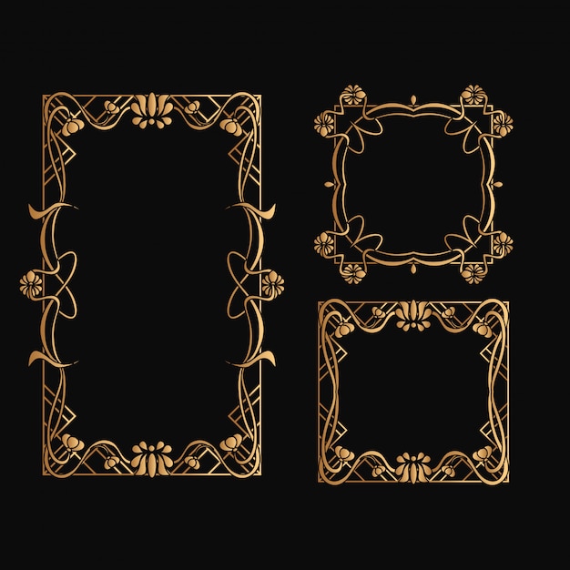 Vector set of art nouveau frame