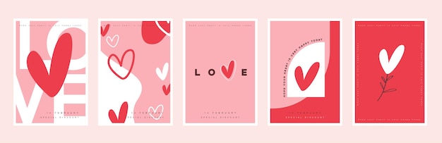set of art valentines day sale poster or banner background template