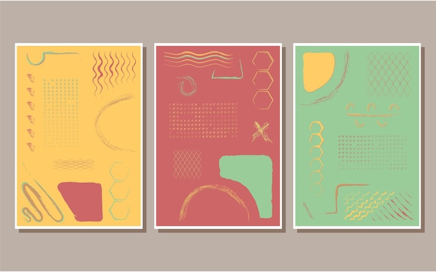 Set of art with abstract geometric shapes