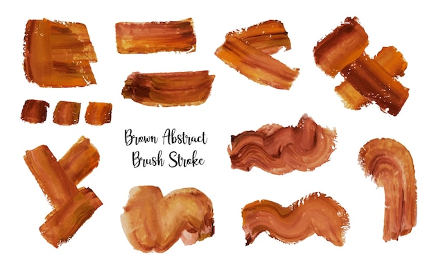 a set of artistic abstract brown wooden brush stroke