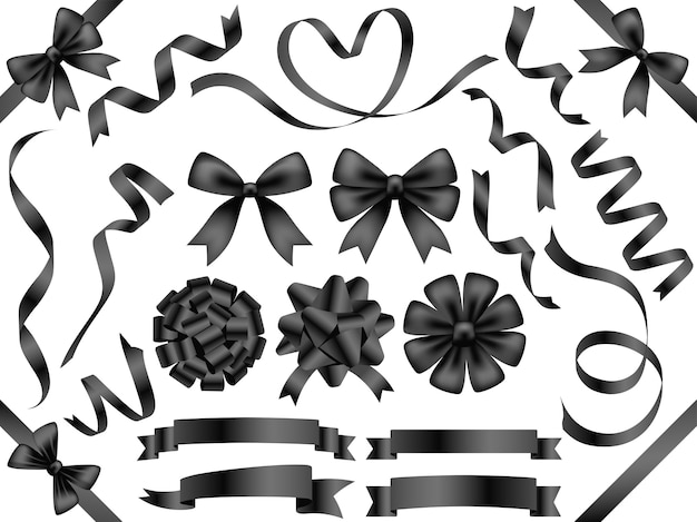 Set of assorted black ribbons