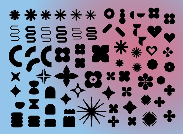 Vector set of assorted black shapes abstract shapes sale or discount stickers icons badges