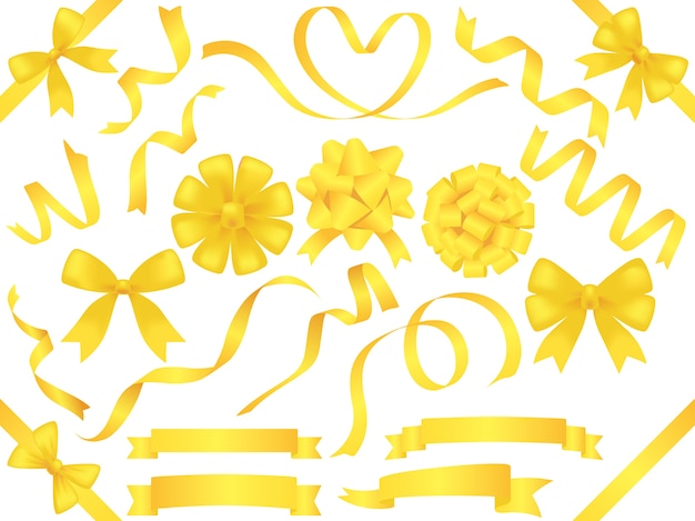 Set of assorted yellow ribbons