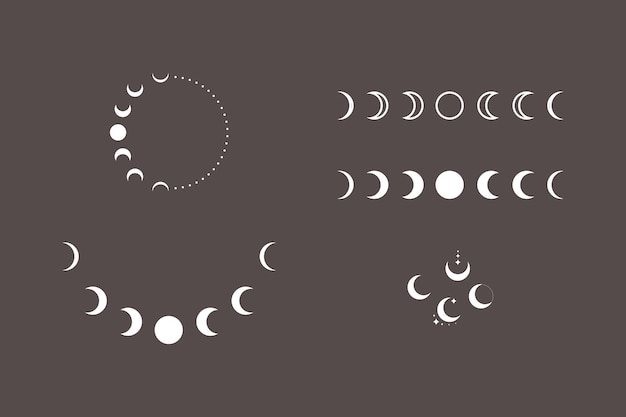 A set of astrological abstract elements such as the moon, month, stars.