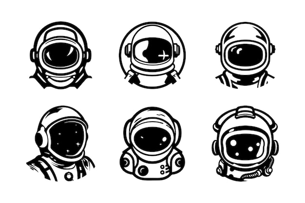 A set of astronaut silhouette illustrations