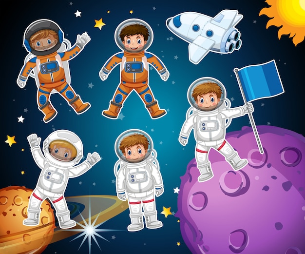 A set of astronaut in space