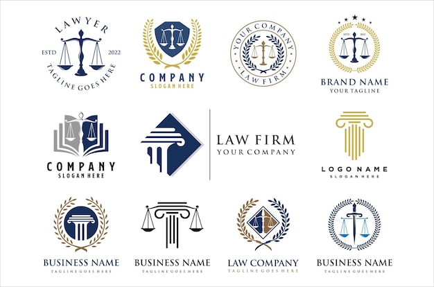 Set of attorney and law logomodern designabstract stylevector illustration