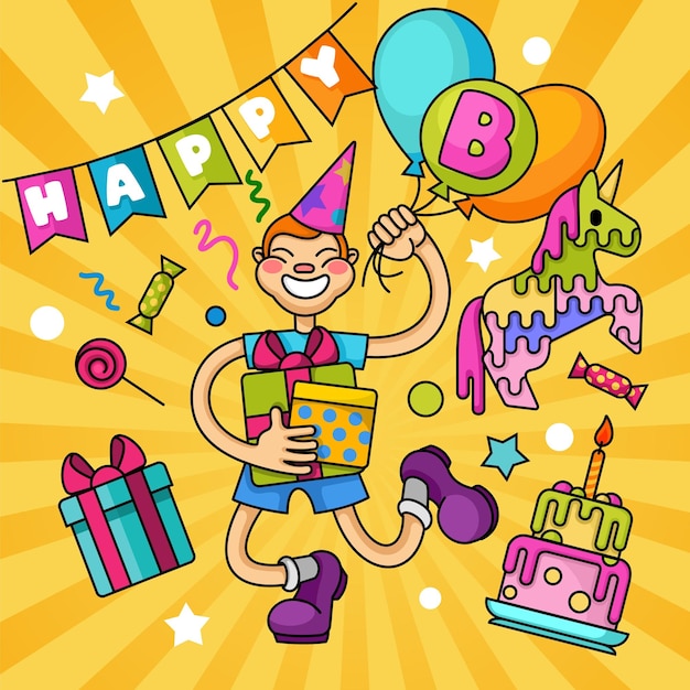 Vector a set of attributes for a birthday or party cartoon characters