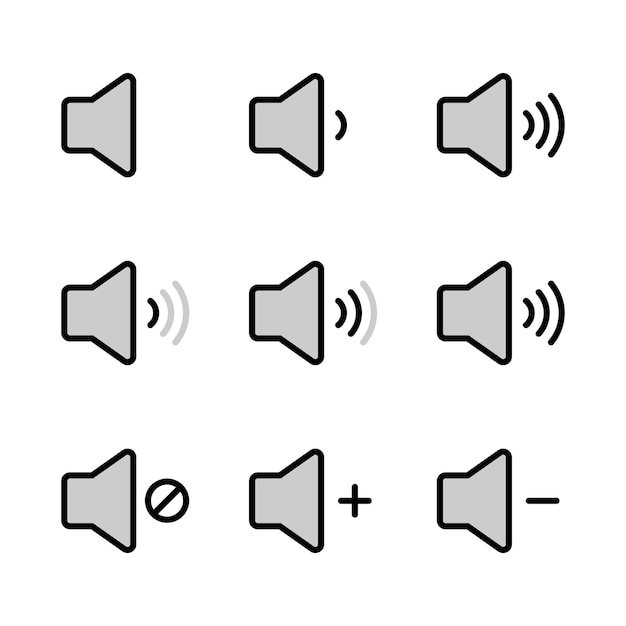 オーディオ スピーカー ボリューム アイコンのセット