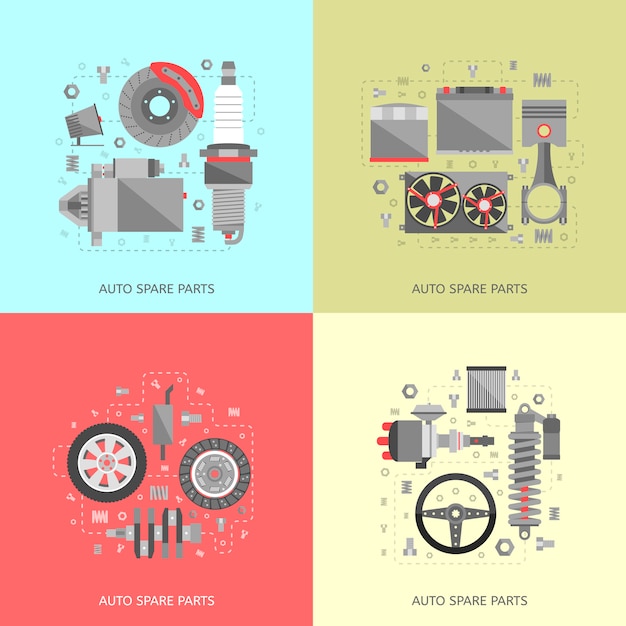 Vector set of auto spare parts