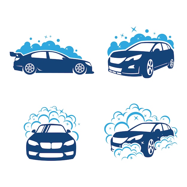 Set di auto lavaggio e clening car logo vector