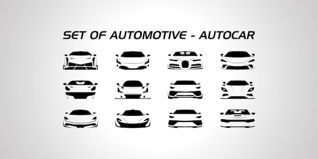 Набор логотипов автомобилей в автомобильном стиле с векторной иллюстрацией силуэта спортивного автомобиля