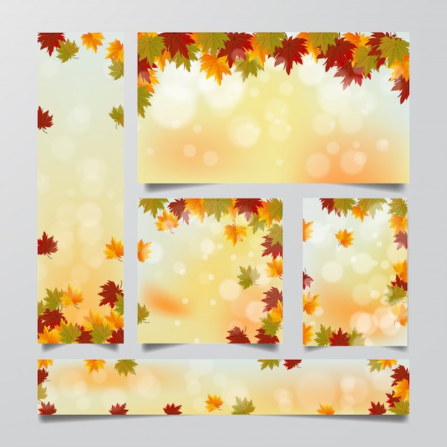 Vector set of autumn banner background  template