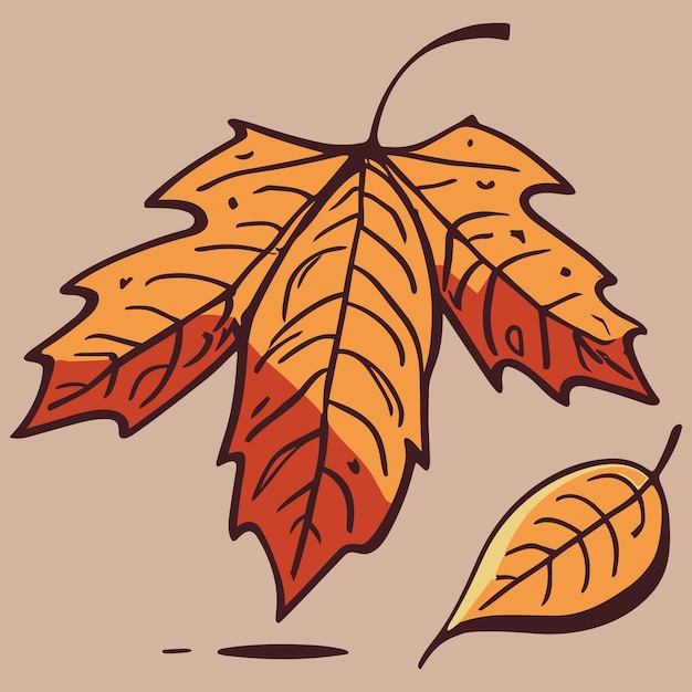 Set of autumn leaves simple flat cartoon vector illustration