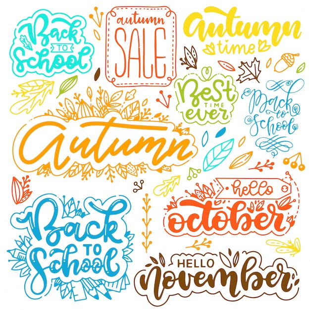 Set of Autumn lettering.