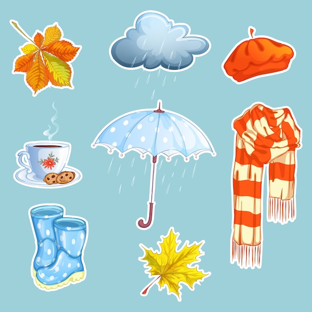 Vector set of autumn stickers.