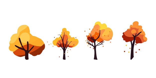 Set of autumn trees vector illustration