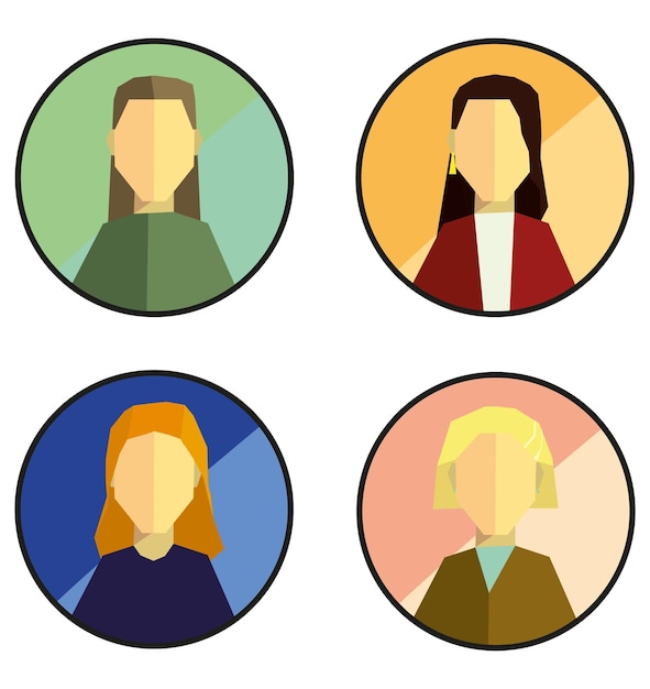 Vettore set di icone avatar per ragazze