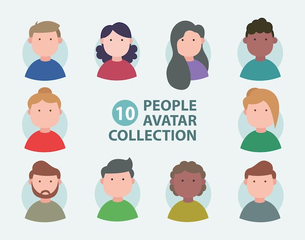Вектор Установить коллекцию аватаров в плоском дизайне