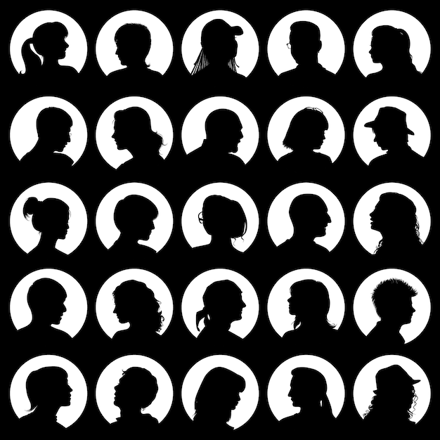 Set avatars met realistische silhouetten van mensen