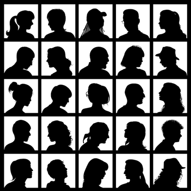 Set di avatar con sagome realistiche di persone