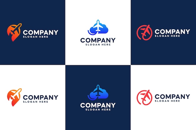 set of aviation logo airplane travel logo design inspiration