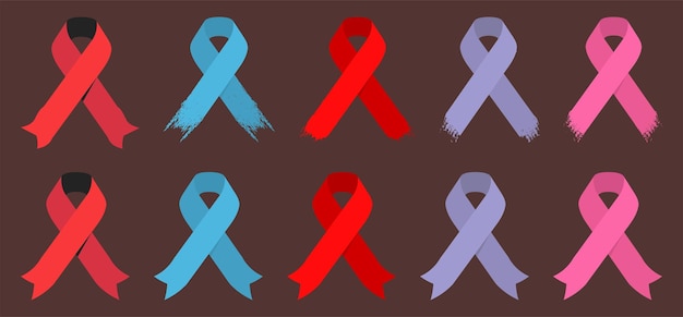 Set of awareness ribbons, World Aids Day, Flat design