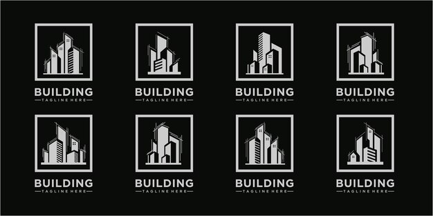 Set di modello di progettazione di logo di edificio impressionante