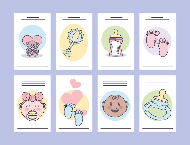 Vector set of babies cards