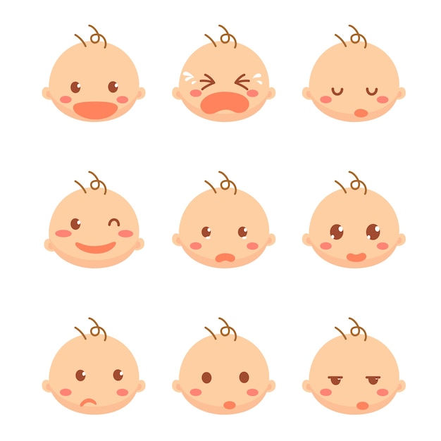 Vector set of baby emoticons