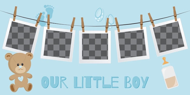 set of baby frame with boygirl and stickers on light background its a boy its a girl