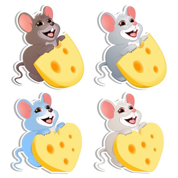 Set of baby mouse with cheese