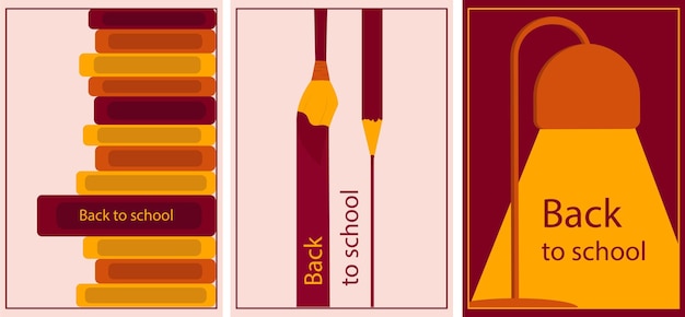 Set of Back to School background Education banner Autumn vector illustration
