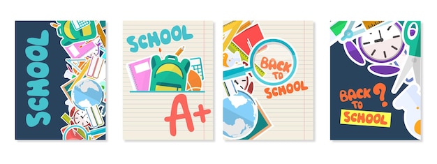 Set Back to school Educational template for flyer magazines posters book cover banner Vector illustration