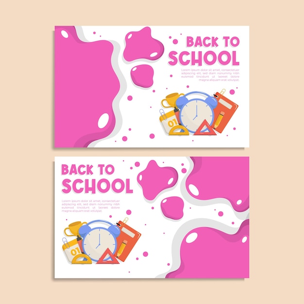 Set of Back to School Landscape Banner