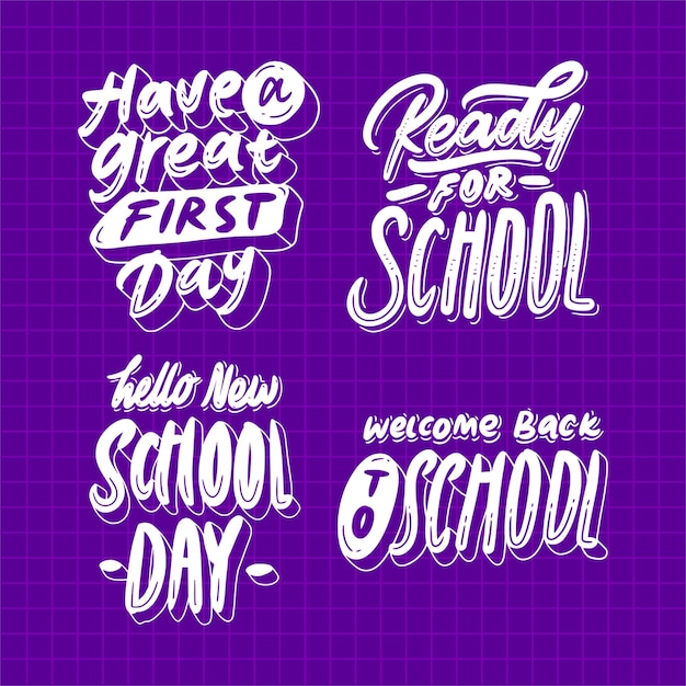 Vector set of back to school lettering