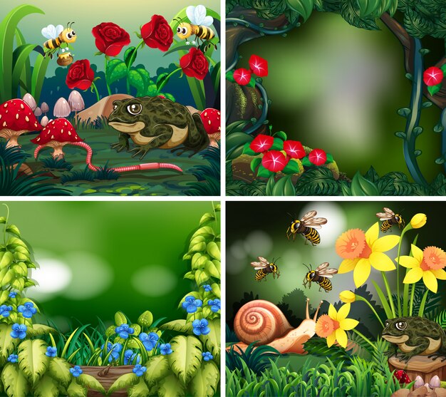 Set of background scene with nature theme