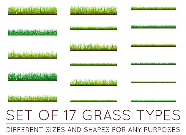 Vector set of backgrounds of green grass