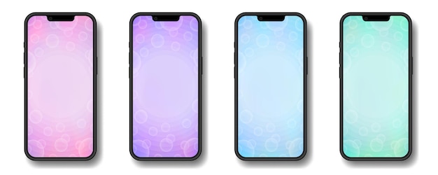 Set of backgrounds with circles and bubbles Banner on a phone screen Advertising smartphone display