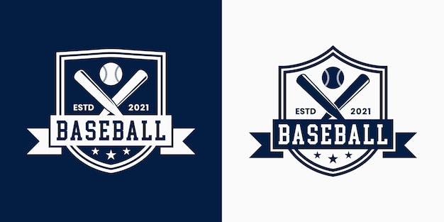 Imposta lo stile vintage del design del logo del baseball distintivo per lo sport