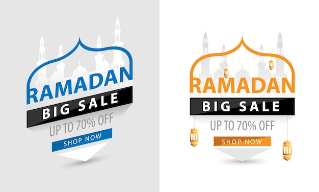 Set badge or labels for ramadan sale promotion template design