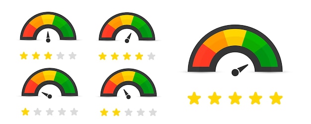 Vettore set di rating badge con stella in un design piatto