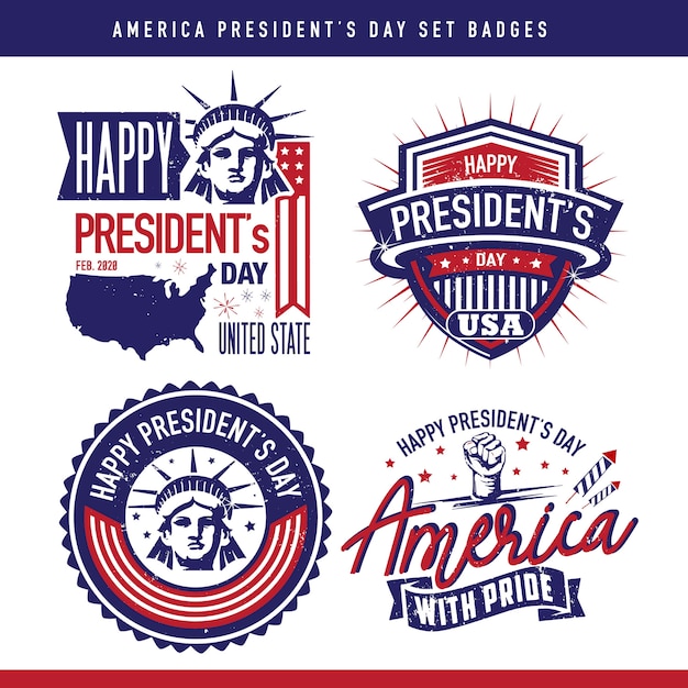 Vector set badges to celebrate america president's day