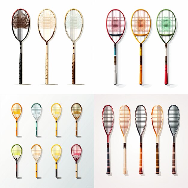 Vector set of badminton vector white background iso